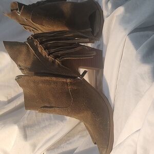 Marc Fisher peep toe suede bootie